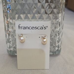 Francesca's Collections Fashion Pearl and Crystal Earrings NEW
